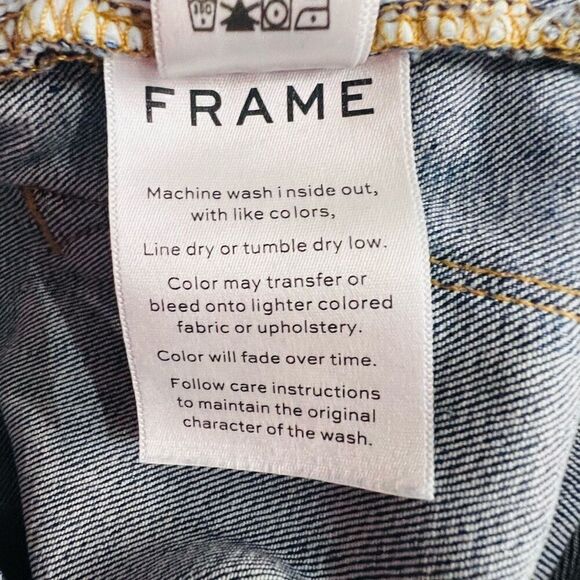 Frame Womens Blue Denim Raw Hem Hilltop Le High Skinny Jeans Medium Wash Size 24 - Picture 8 of 10